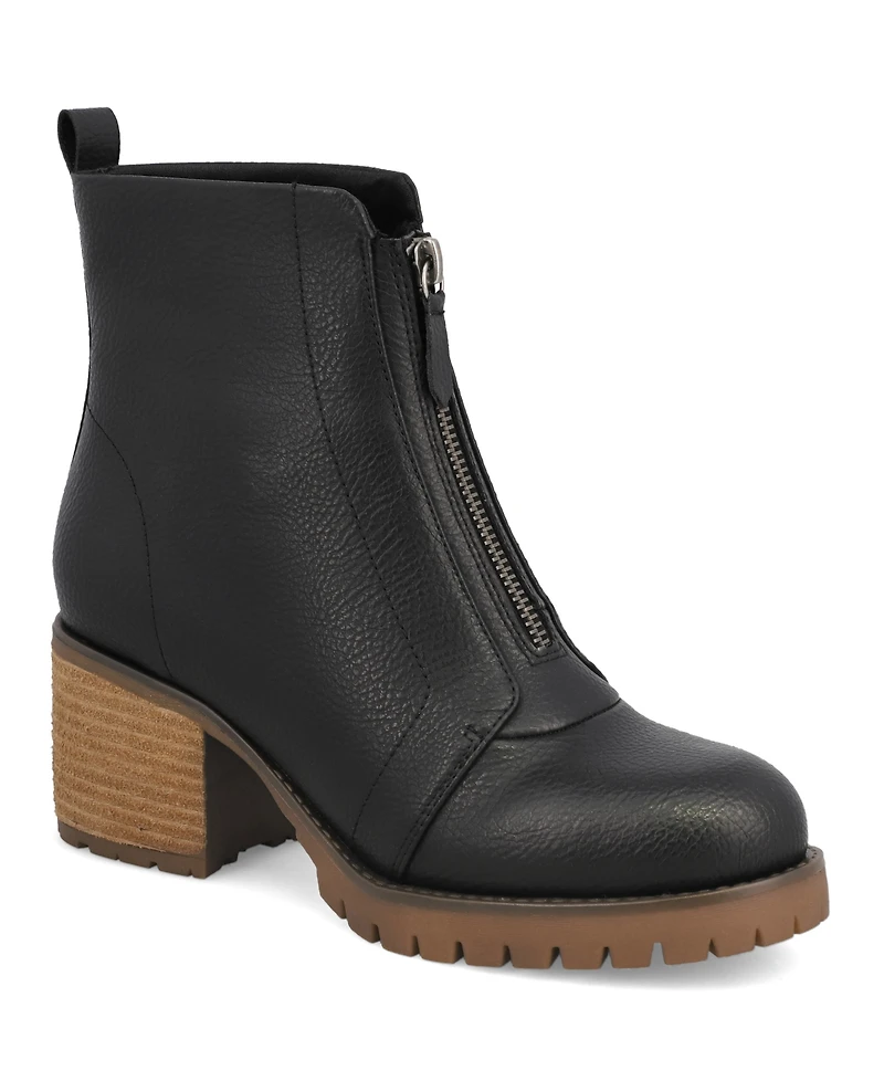 Mia Women's Fabiola Front Zip Stacked Heel Ankle Booties