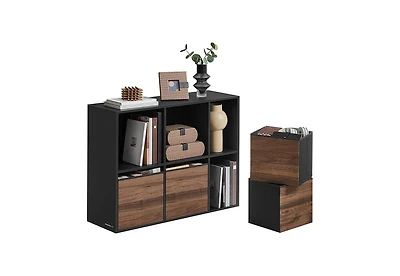 Songmics Home Cube Storage Organizer with 6 Compartments and 4 Fabric Drawers, Snow White