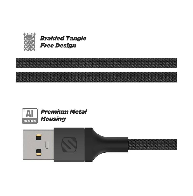 Scosche Braided Usb C to 3.5mm Aux Cable 4ft-Gray