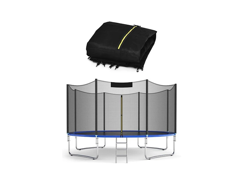 Akiudex 8–16 Ft Round Trampoline Replacement Safety Net with Zipper and Buckles for Straight Pole Frames