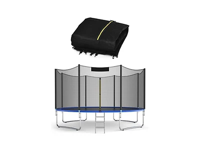 Akiudex 8–16 Ft Round Trampoline Replacement Safety Net with Zipper and Buckles for Straight Pole Frames