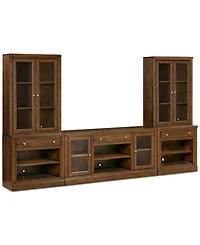 Furniture Amren 65" Wood 2 Door Console and Hutches with Open Base Drawers