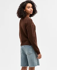 Freshman Juniors' Drop-Shoulder Long-Sleeve Sweater