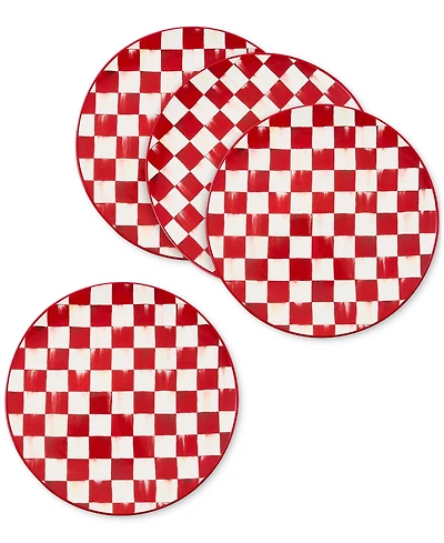 MacKenzie-Childs Cherry Check Dinner Plates, Set of 4