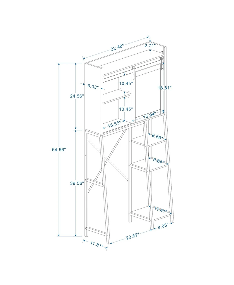 Casainc over-the-sink storage cabinet with sliding barn door, side rack and adjustable shelves
