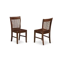 East West Furniture 5 Pc Dining Room Table Set - Mahogany Dropleaf Dining Table and 4 Mahogany Dining Chairs with Slatted Back - Mahogany Finish