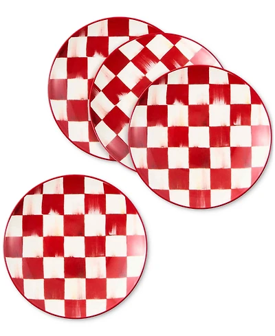 MacKenzie-Childs Cherry Check Appetizer Plates, Set of 4