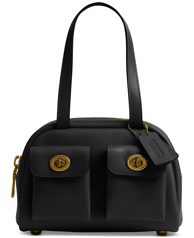Coach Originals Twin Turnlock Small Waxed Leather Shoulder Bag 20
