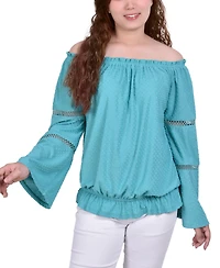 Ny Collection Petite Off The Shoulder Long Sleeve Top