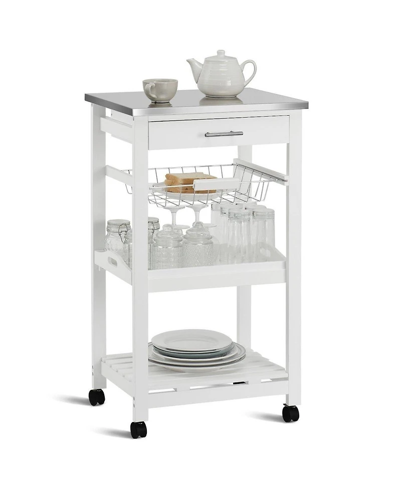 Slickblue Kitchen Cart with Storage Drawer and Stainless Steel Top for Easy Organization