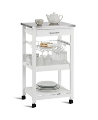 Slickblue Kitchen Cart with Storage Drawer and Stainless Steel Top for Easy Organization