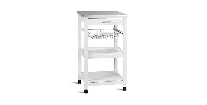 Slickblue Kitchen Cart with Storage Drawer and Stainless Steel Top for Easy Organization