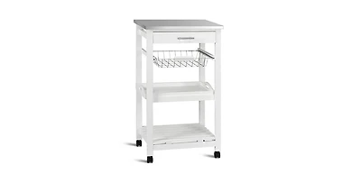 Slickblue Kitchen Cart with Storage Drawer and Stainless Steel Top for Easy Organization