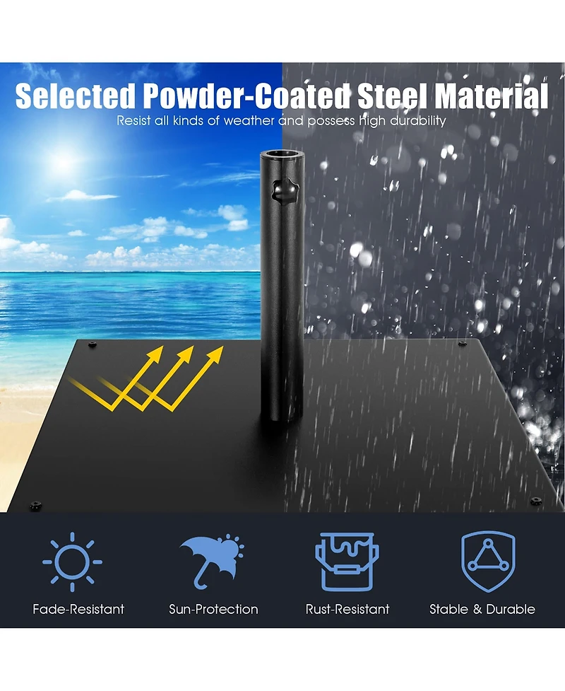 Costway 25'' Square Patio Umbrella Base Weighted 42 Lbs Outdoor Market Stand Footpads