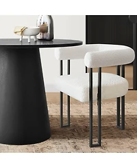 Maison Boucle Compact 35 Inch Round Dining Table Set with 2 Armrest Dining Chairs, Space-Saving Furniture for Modern Kitchen Nook-Maison Boucle
