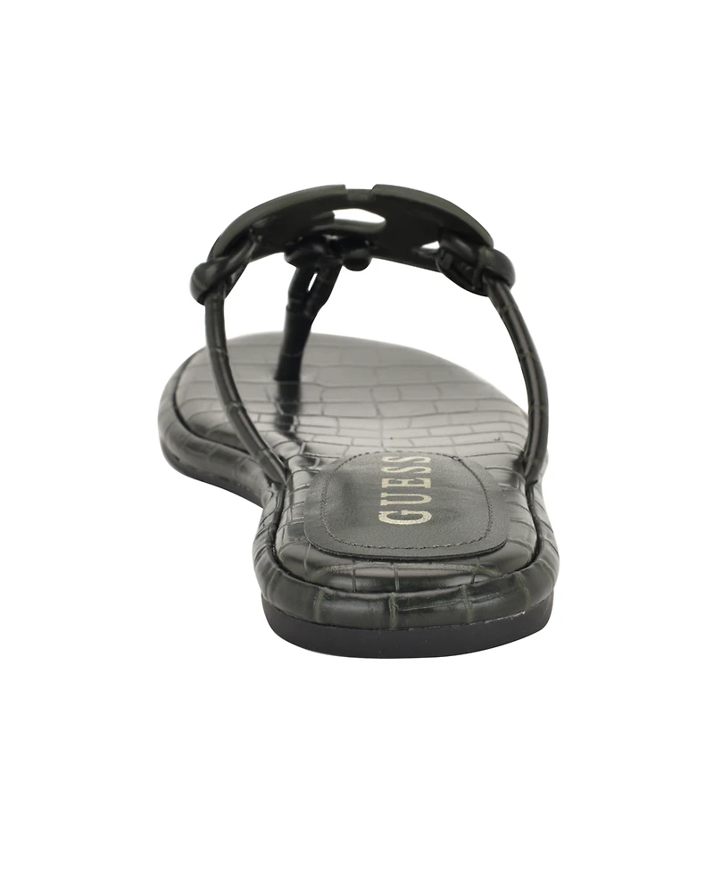 Guess Women's Saime Embellished G Cutout Flat Thong Sandals