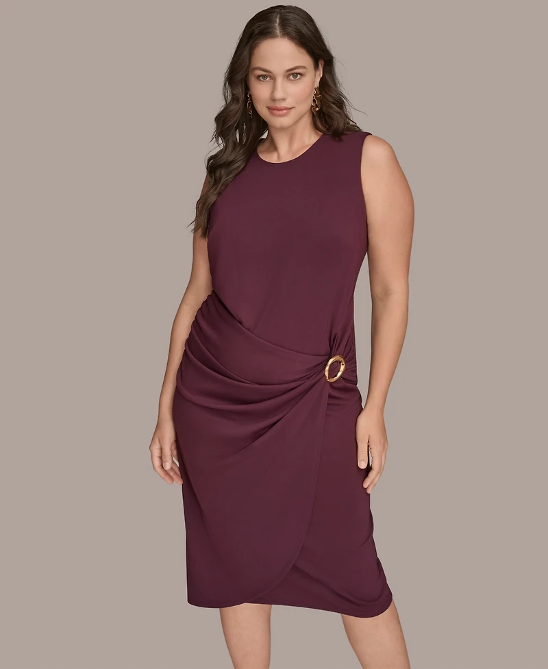 Donna Karan New York Plus Sarong Sleeveless Skirt Midi Dress