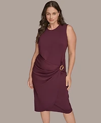 Donna Karan New York Plus Sarong Sleeveless Skirt Midi Dress