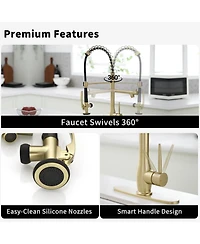 Commercial Pull Down Kitchen Sink Faucet With Sprayer Modern Single Handle Brass Taps Matte Black