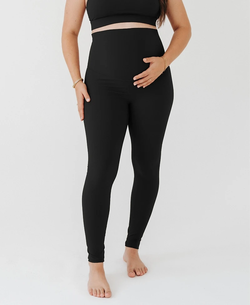 Axk Women's Athletic Maternity Legging with Scrunched Butt Design and Supportive Belly Band
