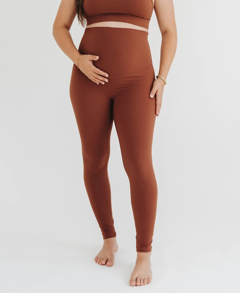 Axk Women's Athletic Maternity Legging with Scrunched Butt Design and Supportive Belly Band