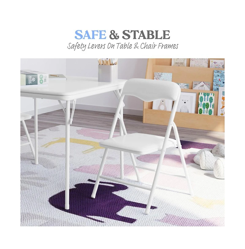 Emma+Oliver Kids 3 Piece Folding Table And Chair Set - Kids Activity Table Set