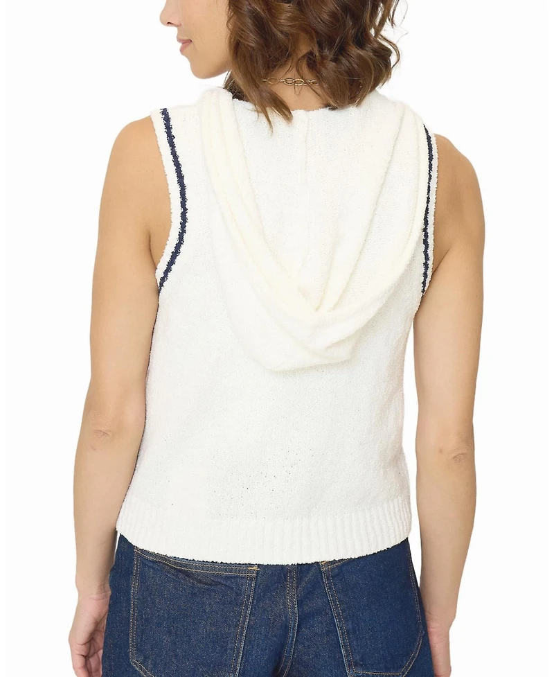 Central Park West Women's Daphne Hooded Zip Up Shell Tank Top