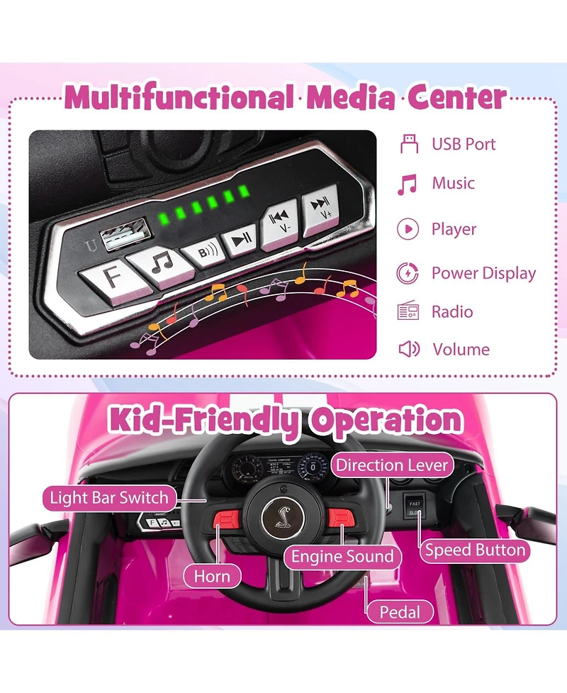 Akiudex 12V Licensed Ford Kids Ride On Car with Remote Control and Music