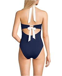 Lands' End Women's Halter Cut Out High Leg One Piece Swimsuit