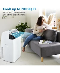 gaomon 14,000 Btu Portable Air Conditioner - Quiet 3-in-1 Ac, 3 Cooling Speeds, Auto Swing, Remote Control, Installation Kits, 24-Hour Timer