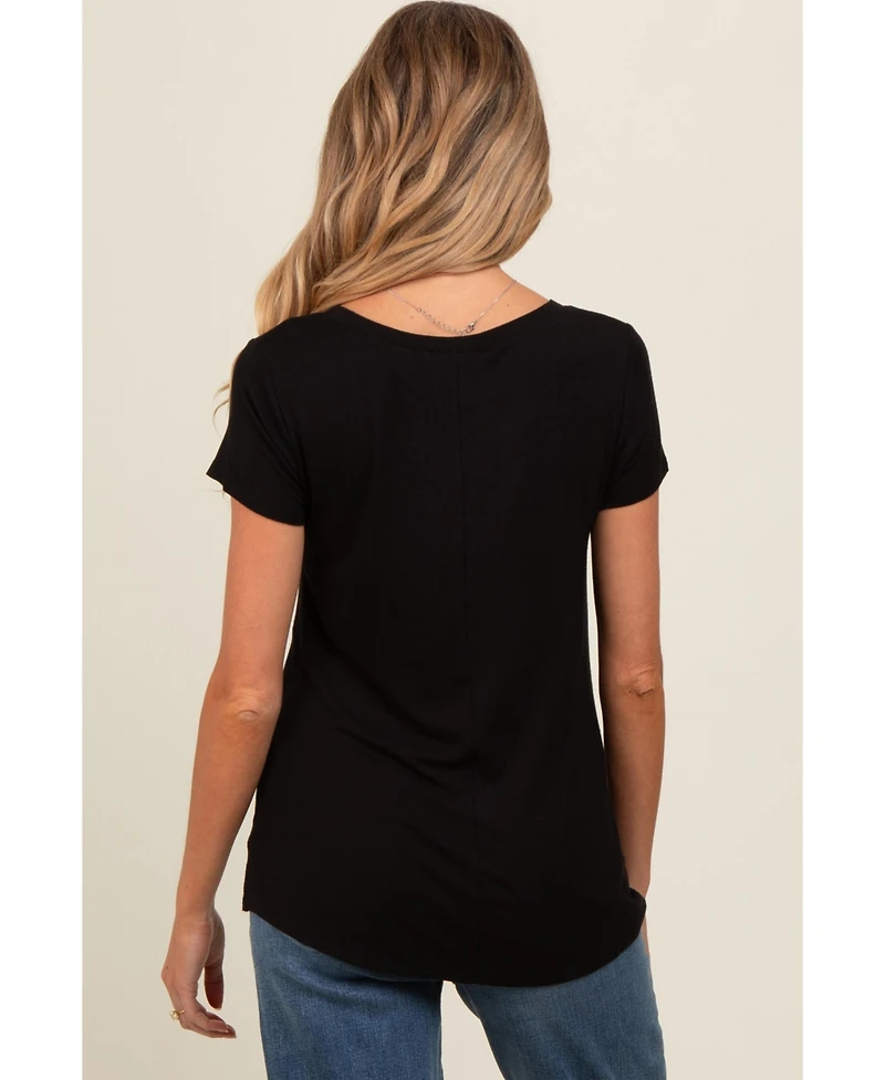 Pinkblush Maternity Black Basic V-Neck Short Sleeve Top