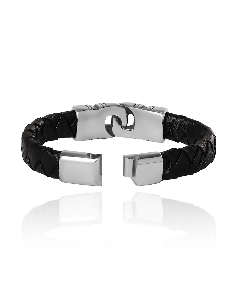 Lucky Brand Black Woven Leather Bracelet