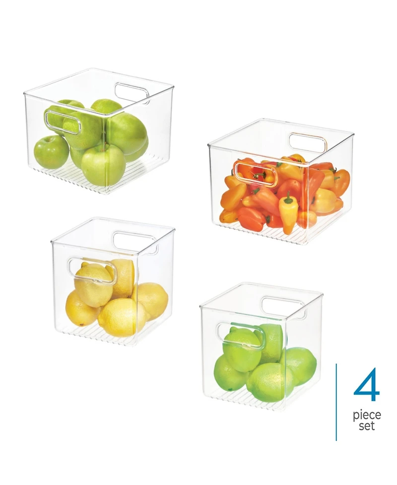 iDesign Plastic Fridge Bins with Handles, 4 Pack, Clear, Made in Usa