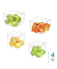 iDesign Plastic Fridge Bins with Handles, 4 Pack, Clear, Made in Usa