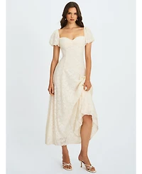 Miss Circle Women Pandora White Bubble Sleeve Backless Maxi Dress