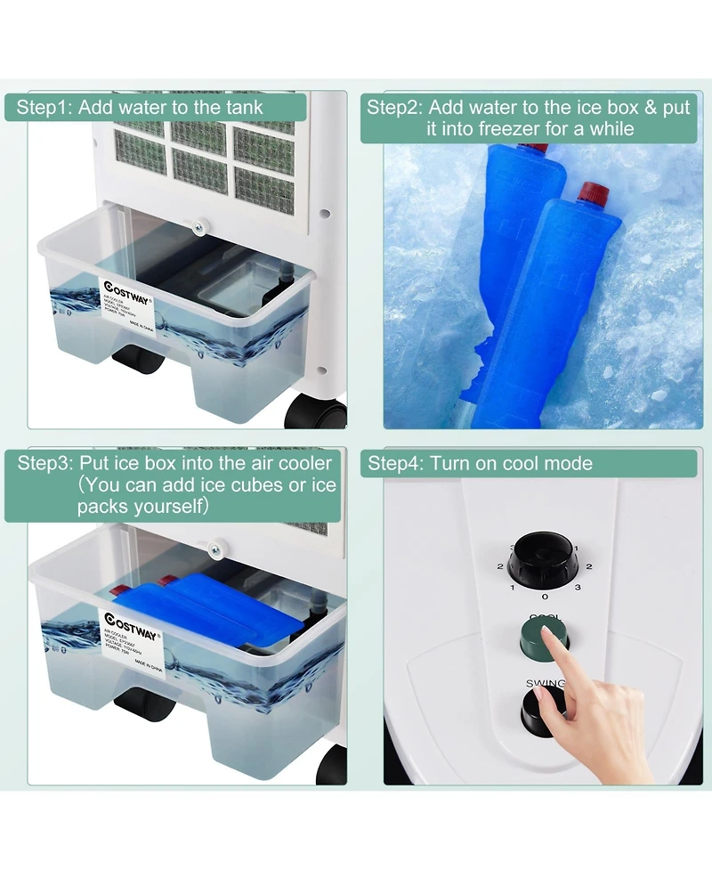 Mecale 3-in-1 Portable Evaporative Air Cooler with Filter Knob for Indoor