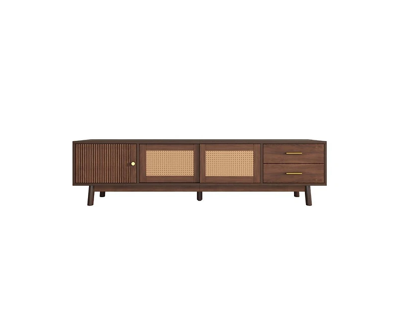 Casainc Modern Storage Cabinet Farmhouse Tv Stand with Sliding Doors and Drawer