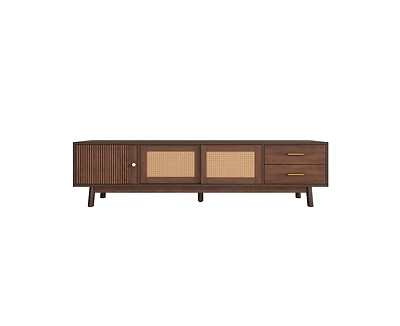 Casainc Modern Storage Cabinet Farmhouse Tv Stand with Sliding Doors and Drawer
