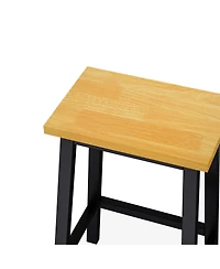 Casainc Solid Wood Bar Stools, Set of 2, 25.6" High with Footrests, Farmhouse Style Kitchen Counter Height Chairs