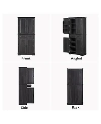 Casainc 71" Kitchen Pantry Cabinet with Pull-Out Organizers, 6 Door Shelves & Drawers
