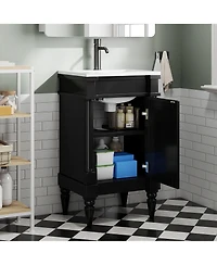 Casainc 18" Freestanding Bathroom Vanity with Sink and Adjustable Shelf for Small Spaces