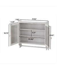 Casainc 24.8" Vintage Wall Cabinet With Glass Doors, 3 Storage Shelves and Bottom Towel Rack