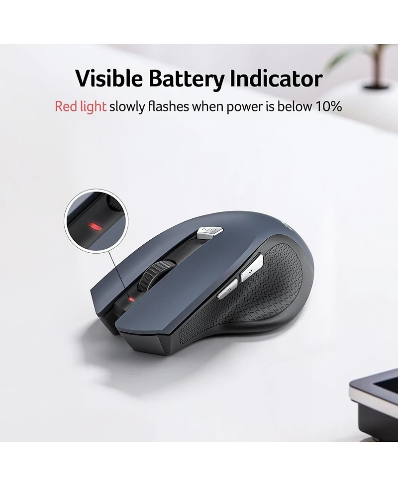 Acer Wireless Mouse for Laptop, 2.4GHz Computer Mouse with 3 Adjustable Dpi, 6 Buttons, Usb Receiver (1600 Dpi, Compatible with Pc, Laptop, Desktop)