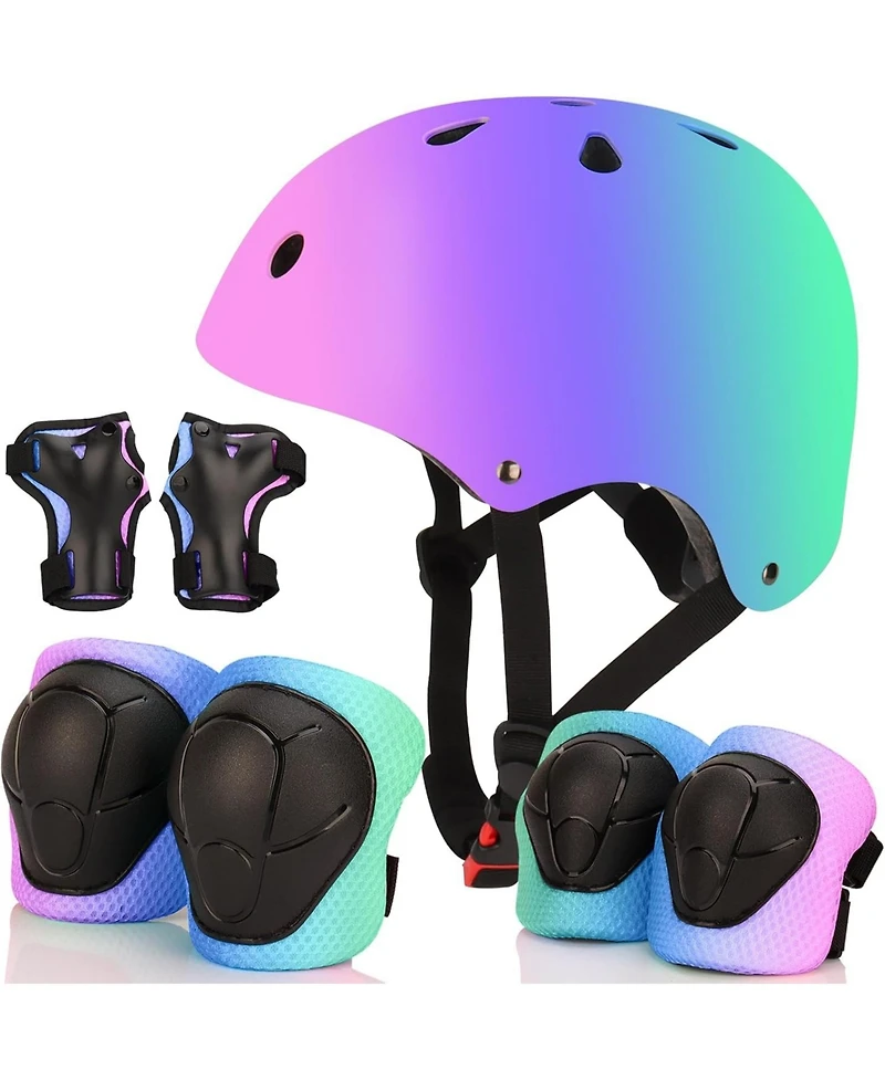 Gyroshoes Color Gradient Adjustable Bike Helmet with Knee and Elbow Pads