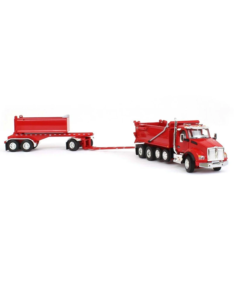 First Gear Dcp 1/64 Viper Red Kenworth T880 Rogue Dump w/ Rogue Transfer Dump Trailer