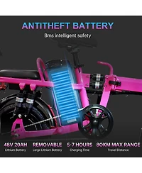 Ltmate Global Inc. Foldable Electric Bicycle, 500W Peak Motor 45 Miles 80KM Max Range, Upgraded E-bike with Front Basket, Phone Holder and Digital Dis