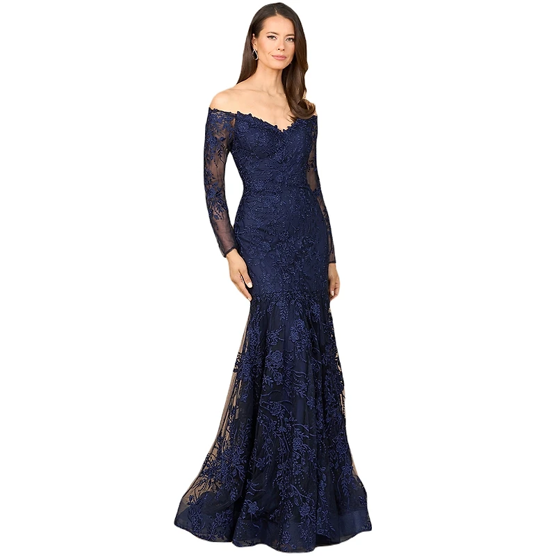 Lara Women's Off Shoulder Long Sleeve Mermaid Gown