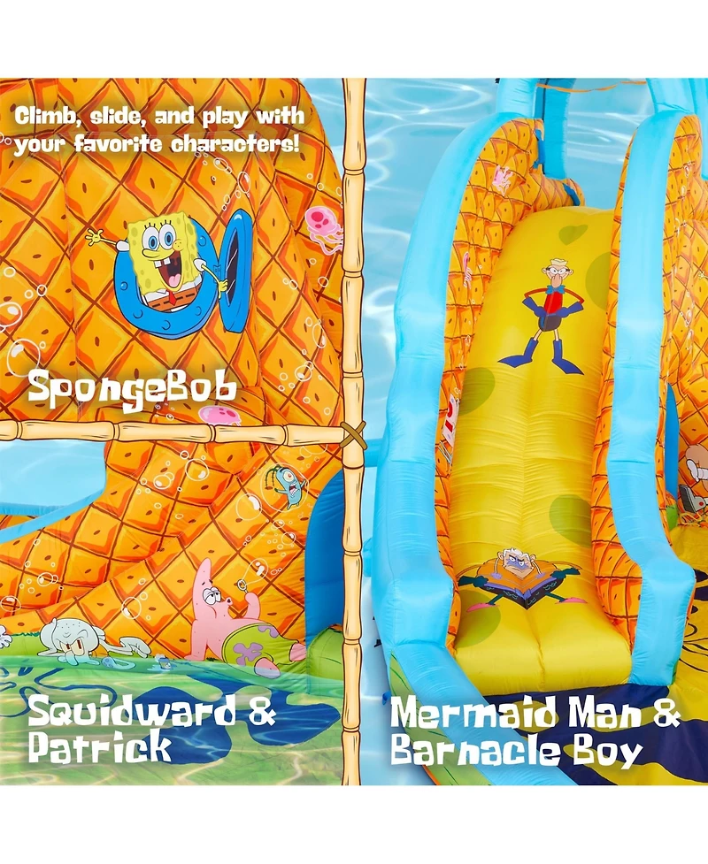Sunny & Fun SpongeBob Slide ‘N Spray Inflatable Water Slide with Climbing Wall, Splash Down Pool & More