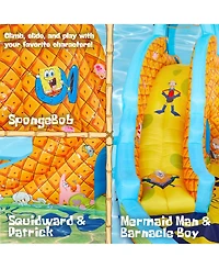 Sunny & Fun SpongeBob Slide ‘N Spray Inflatable Water Slide with Climbing Wall, Splash Down Pool & More