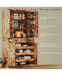 Ironck Kitchen Pantry Cabinet 72" Height, with Drawer, Rack, Vintage Brown